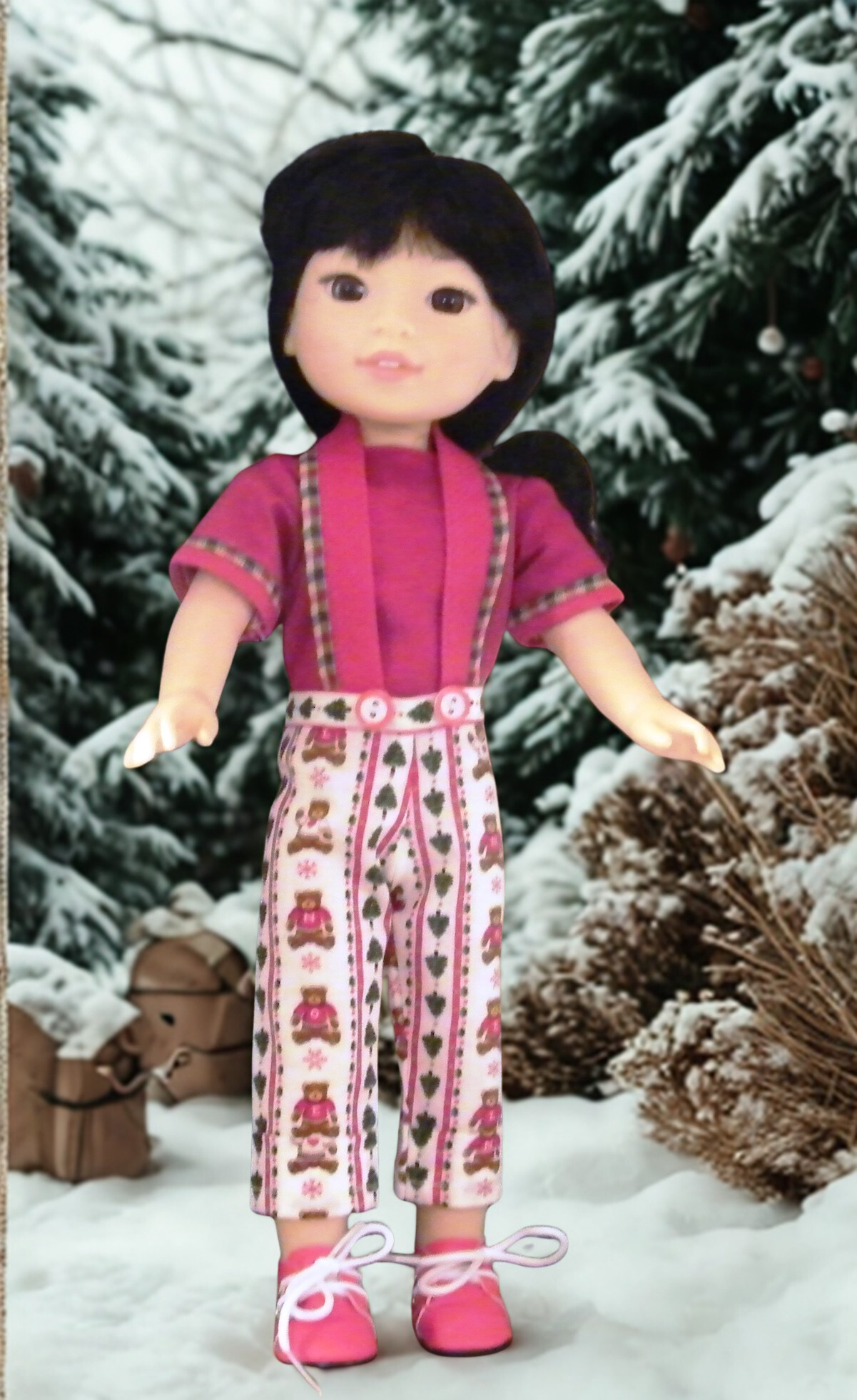 RED TEDDY BEAR PANT SET