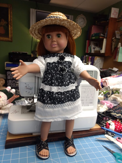 BLACK WHITE SUMMER  DRESS WITH HAT