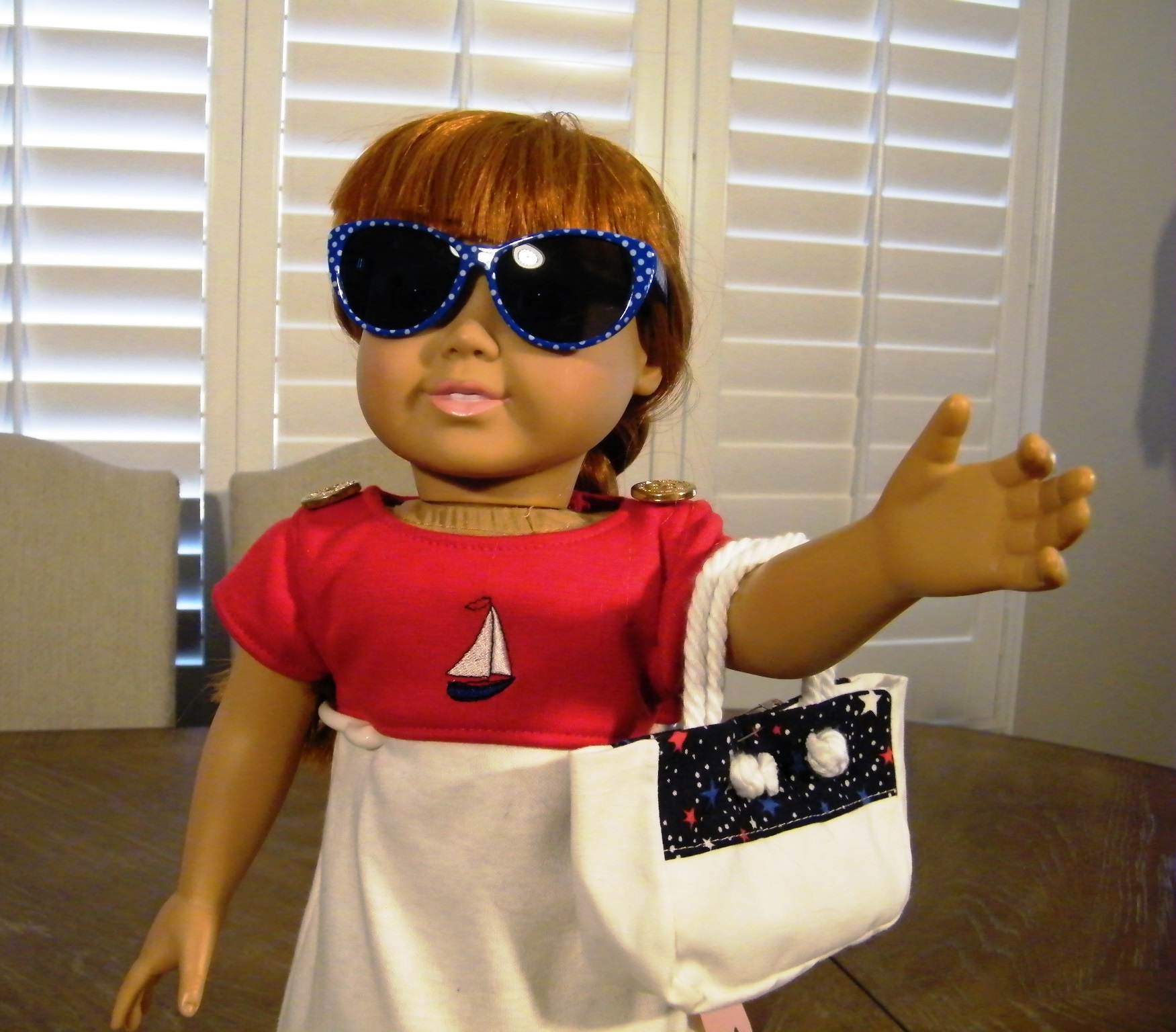 RED WHITE NAUTICAL SAILING DRESS AND ACCESSORIES