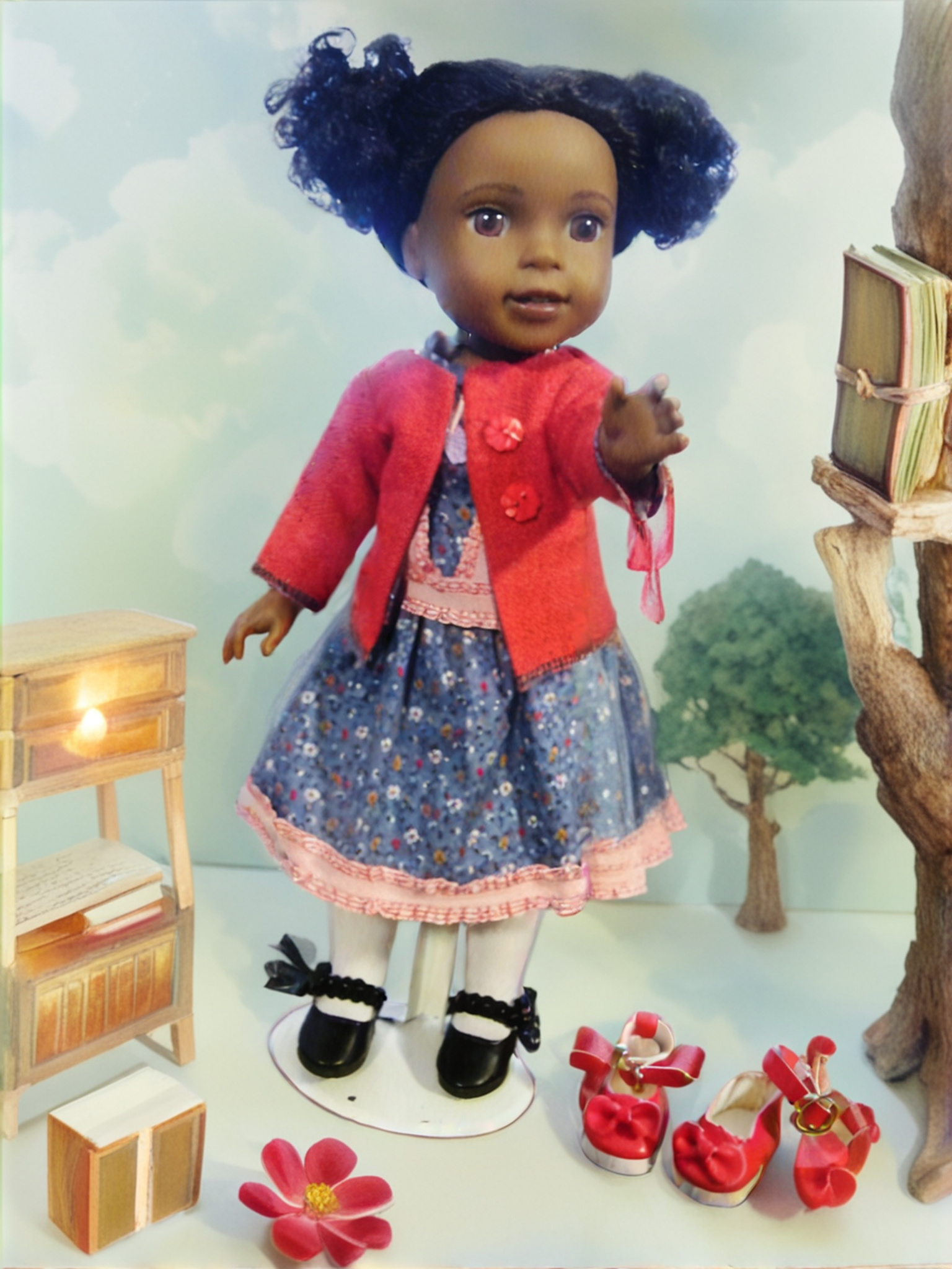 BLUE FLORAL SKIRT/BLOUSE COAT