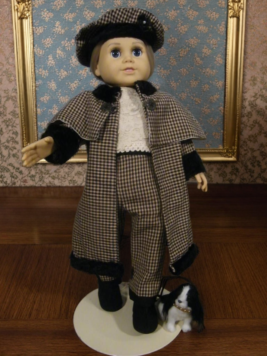 BLACK AND BEIGE PLAID VICTORIAN PANT SET/DOG