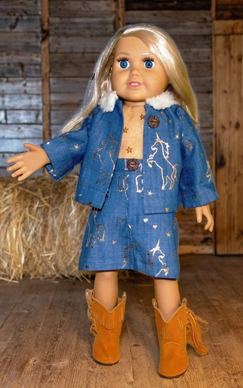 BLUE DENIM HORSE JACKET/SKIRT