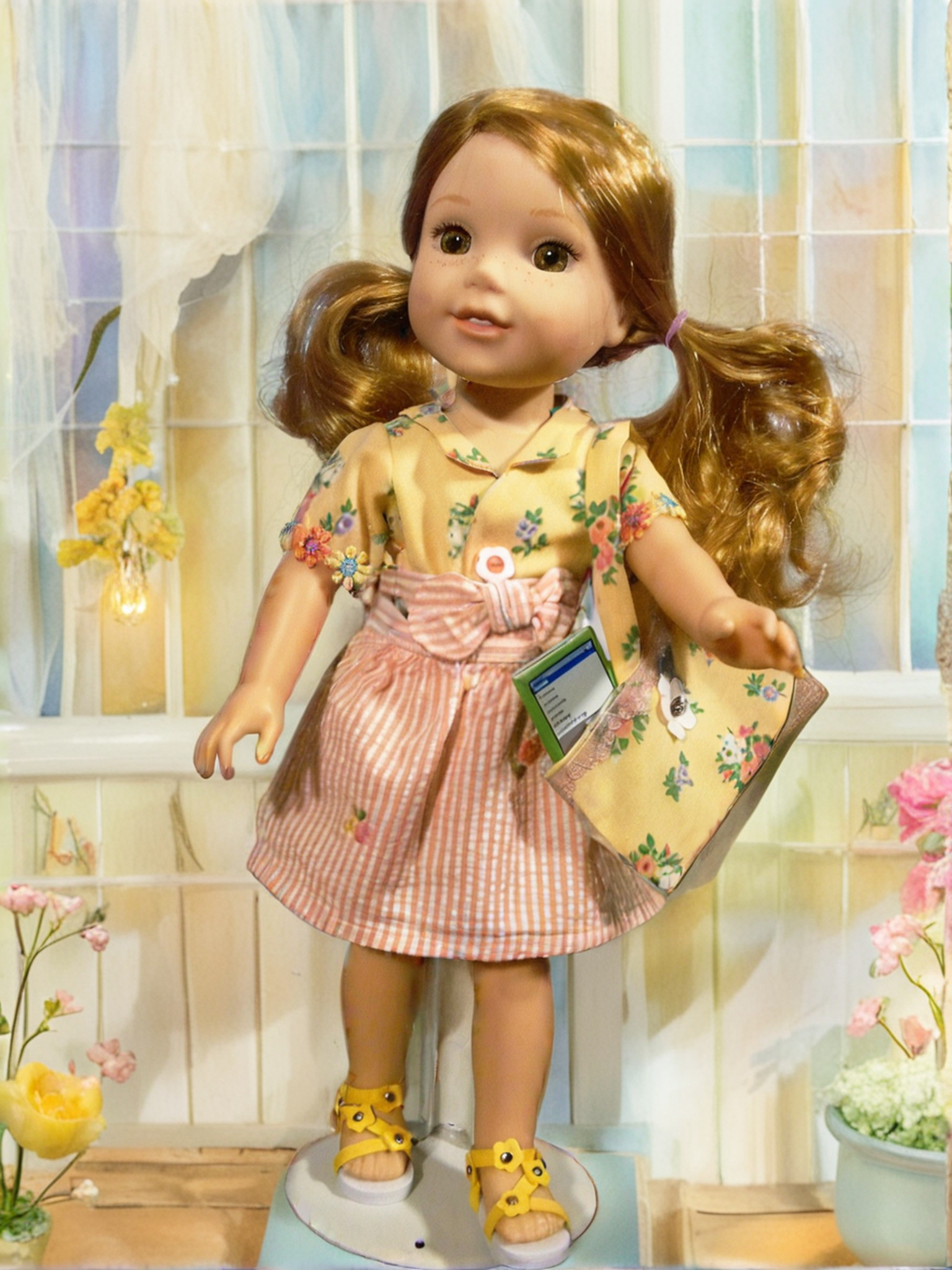 PEACH FLORAL SKIRT BLOUSE