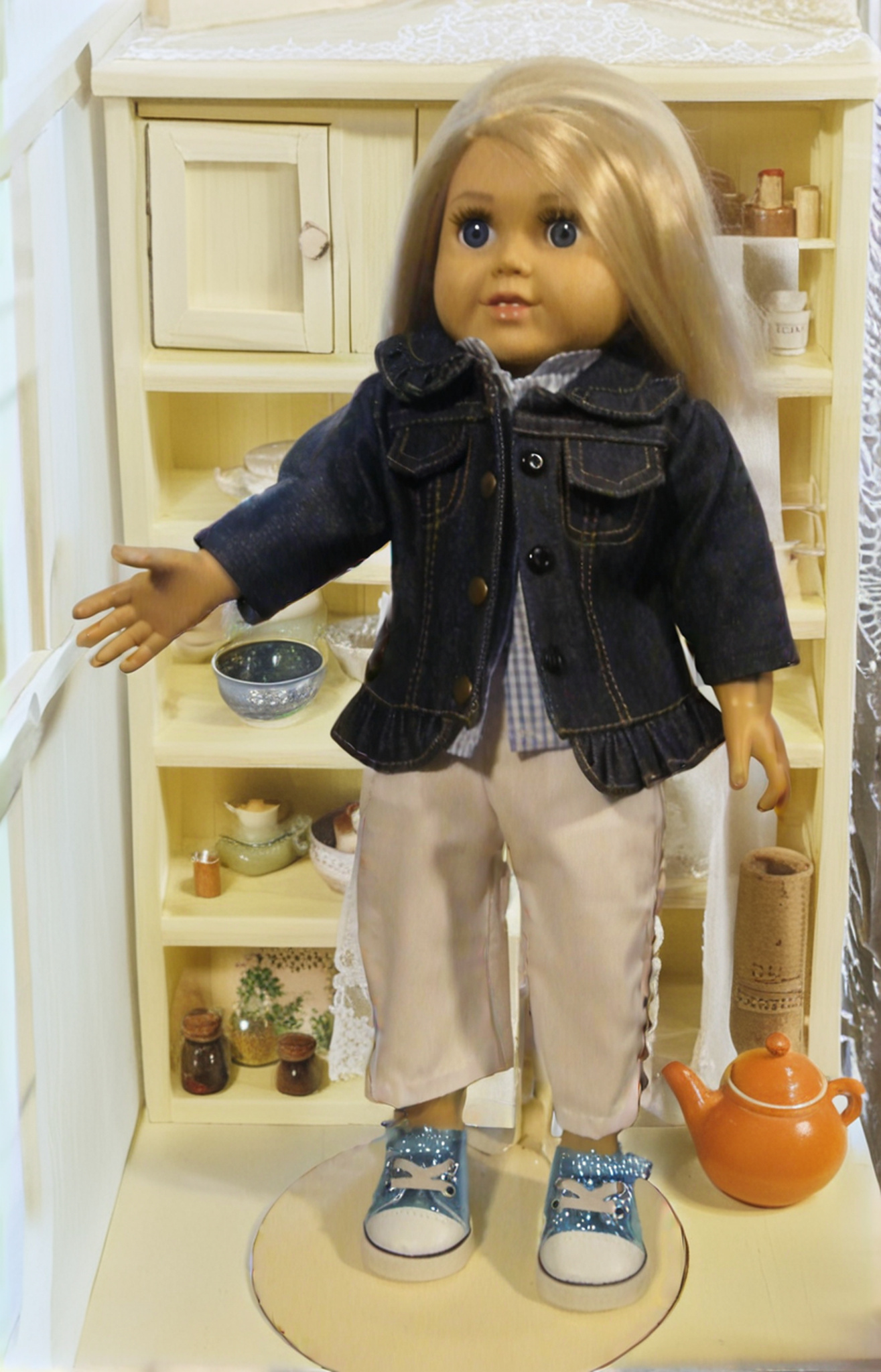 RUFFLED JEAN JACKET PANT SET