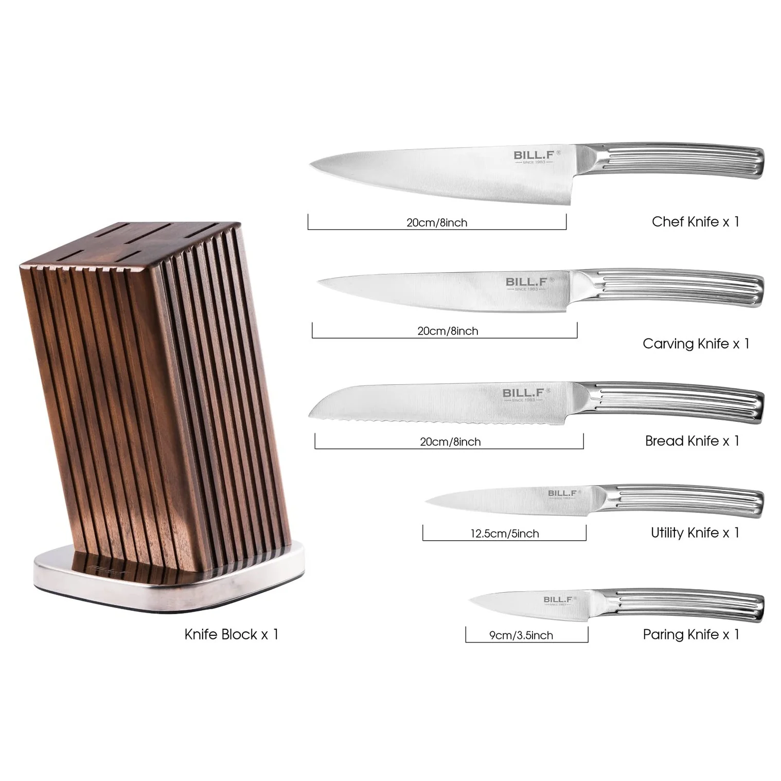 6-Piece Kitchen Knives German Stainless Steel Kitchen Knife Block Set