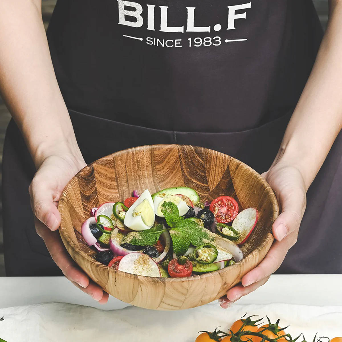 Teak Wood Natural Grain Bowl Serving Bowl for Fruit Salad, Single Bowl