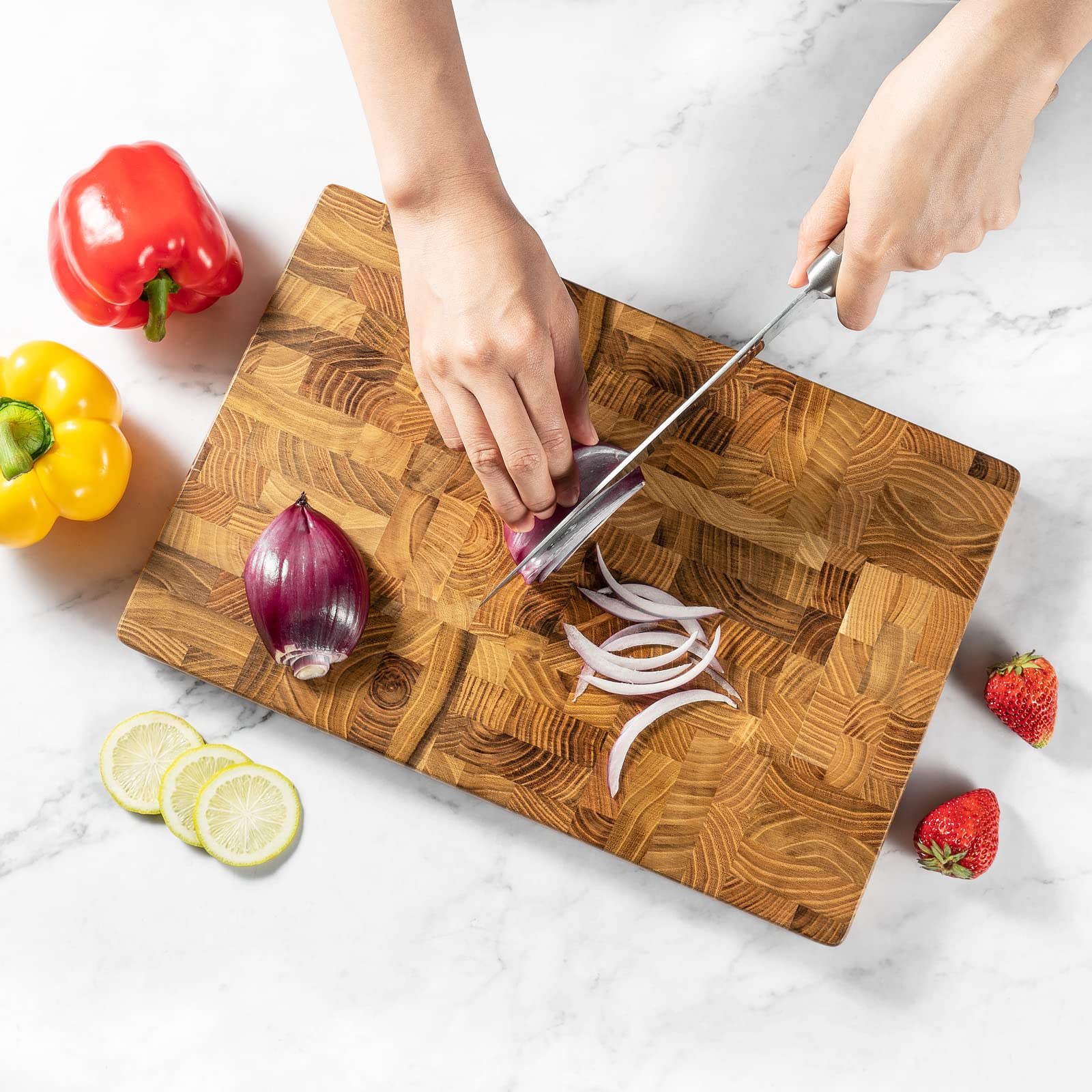 Wood Cutting Board End Grain Chopping Butcher Block for Kitchen