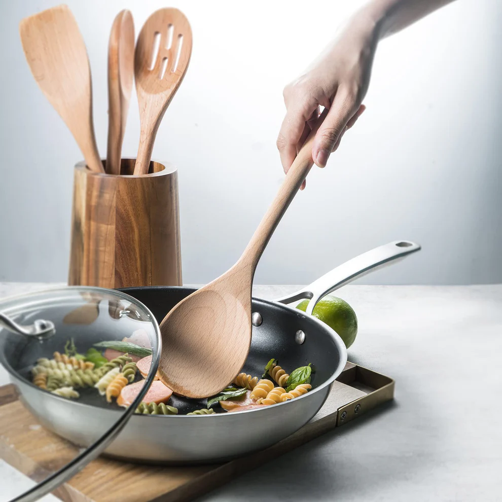 Wooden Cooking Utensils Set of Spoons 4-Piece Kitchen Utensil Set for Non-Stick Cookware