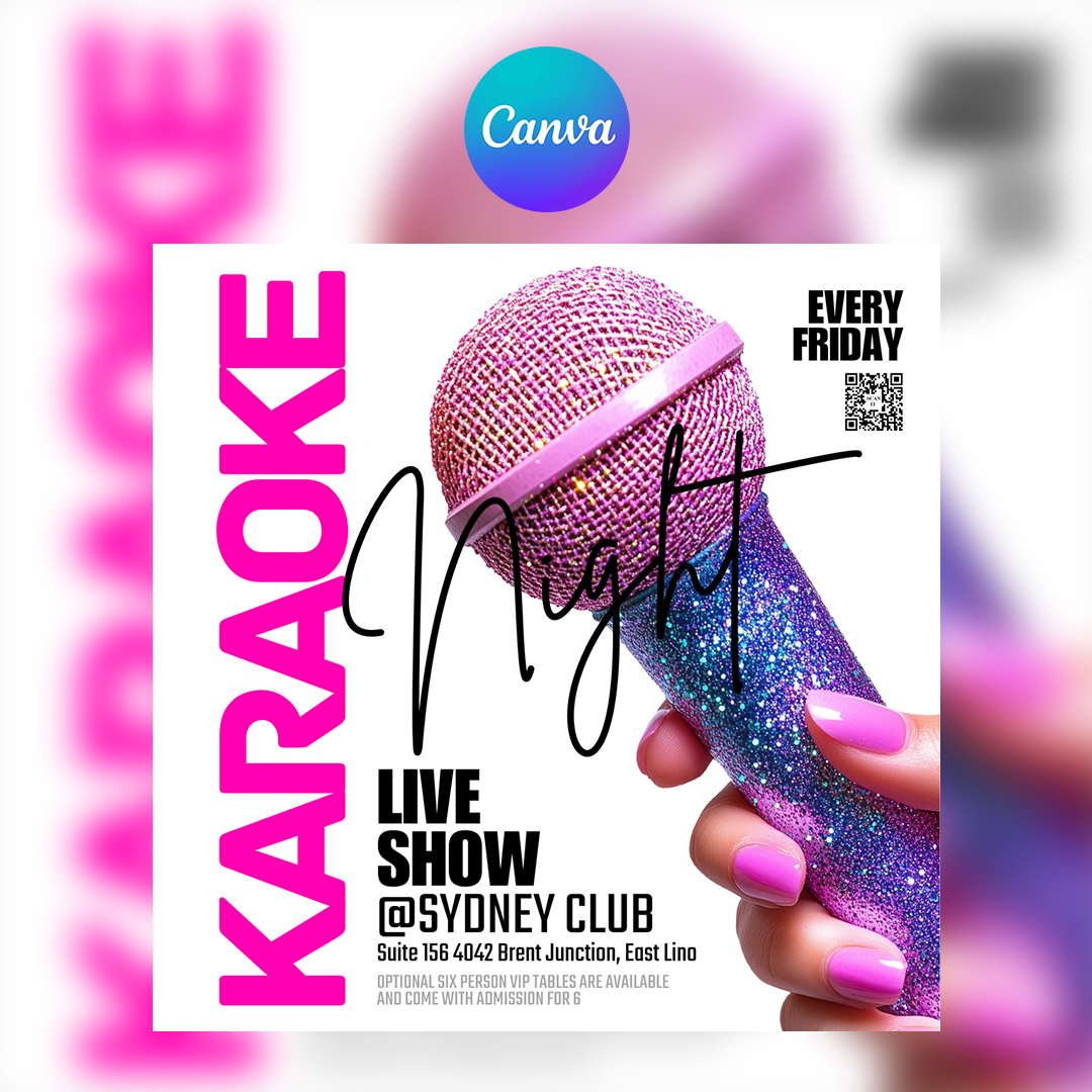 Karaoke Live Canva Flyer
