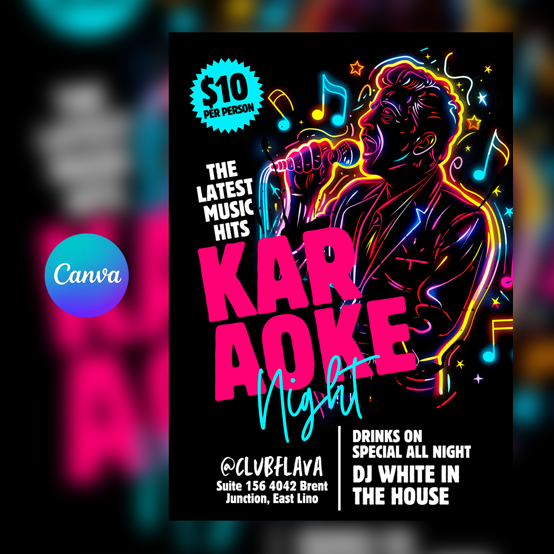 Karaoke Night Canva Flyer