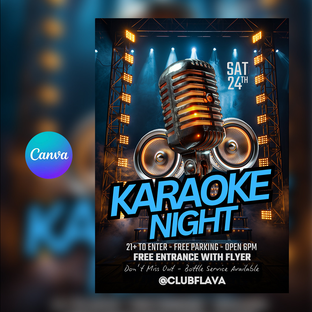 Karaoke Night Event Canva Flyer