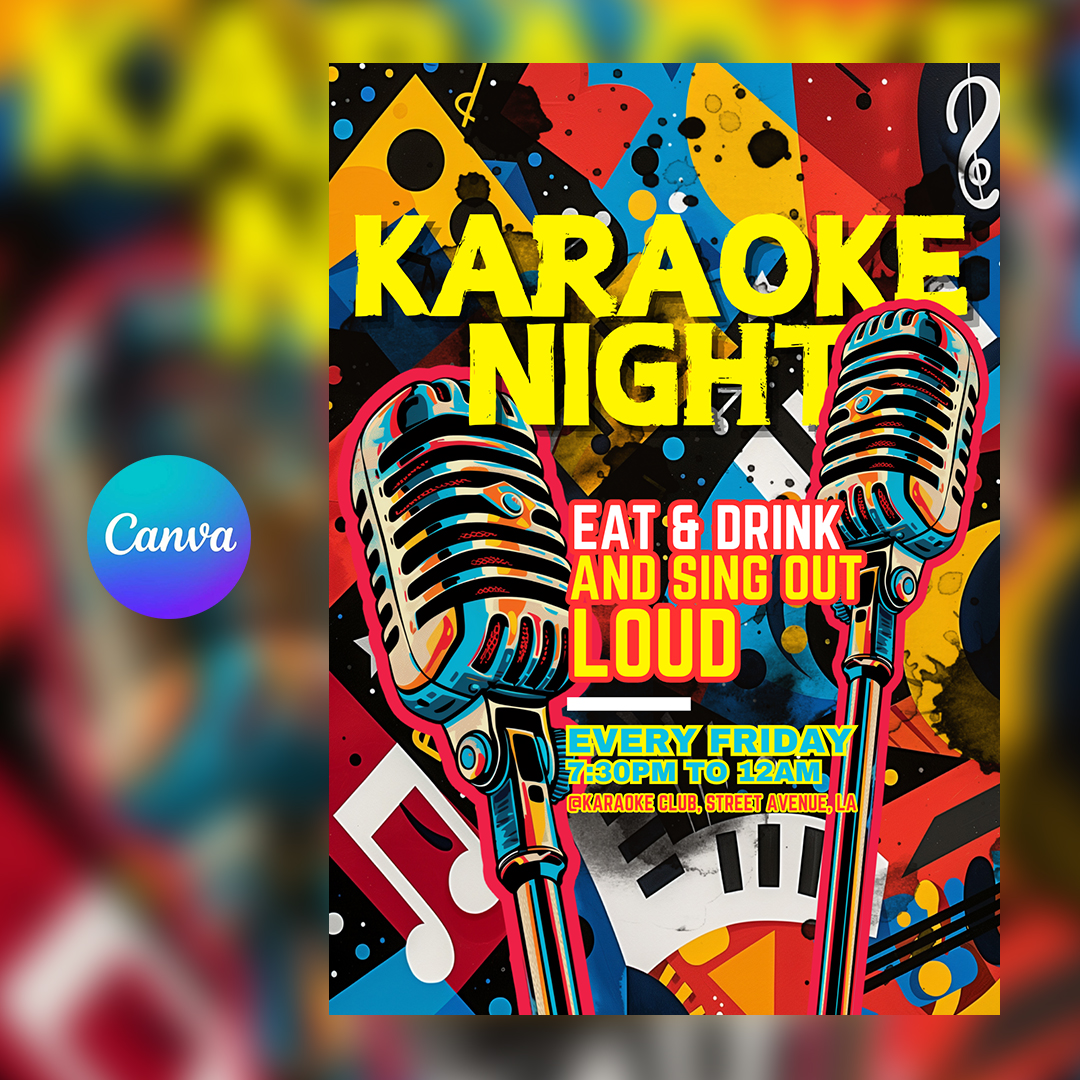Karaoke Night Canva Flyer