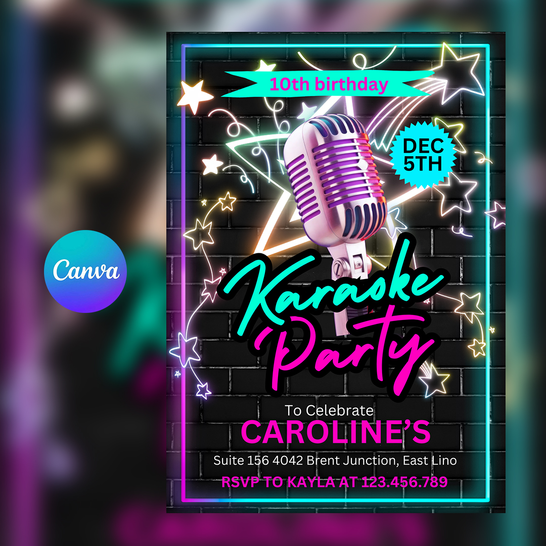 Karaoke Party Canva Flyer