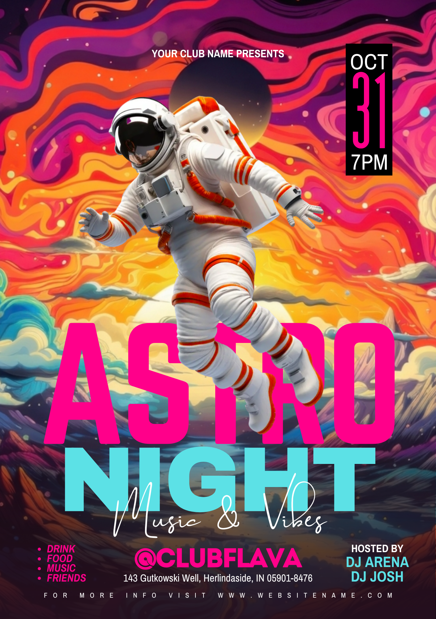 Astro Night Canva Flyer