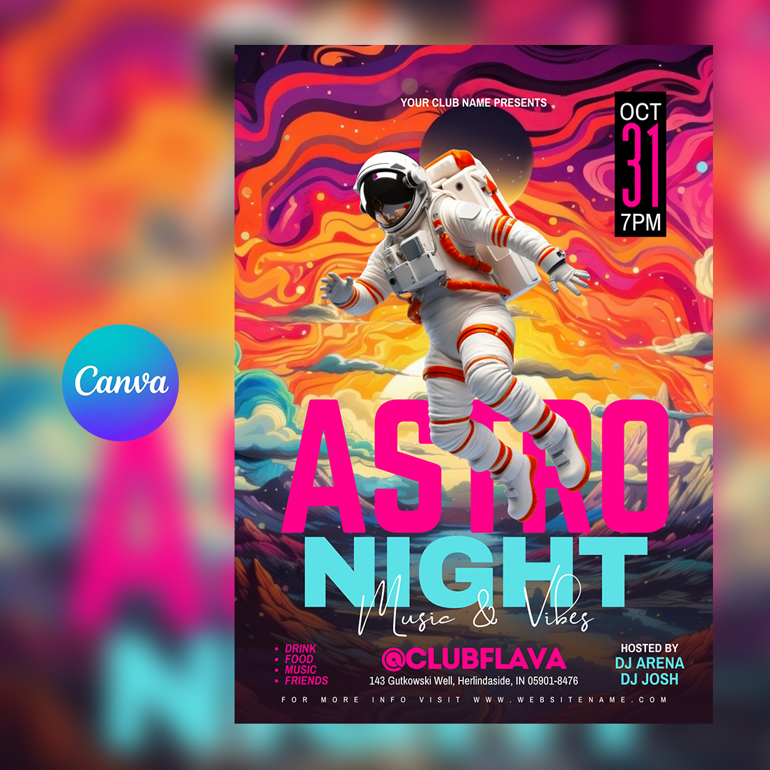Astro Night Canva Flyer
