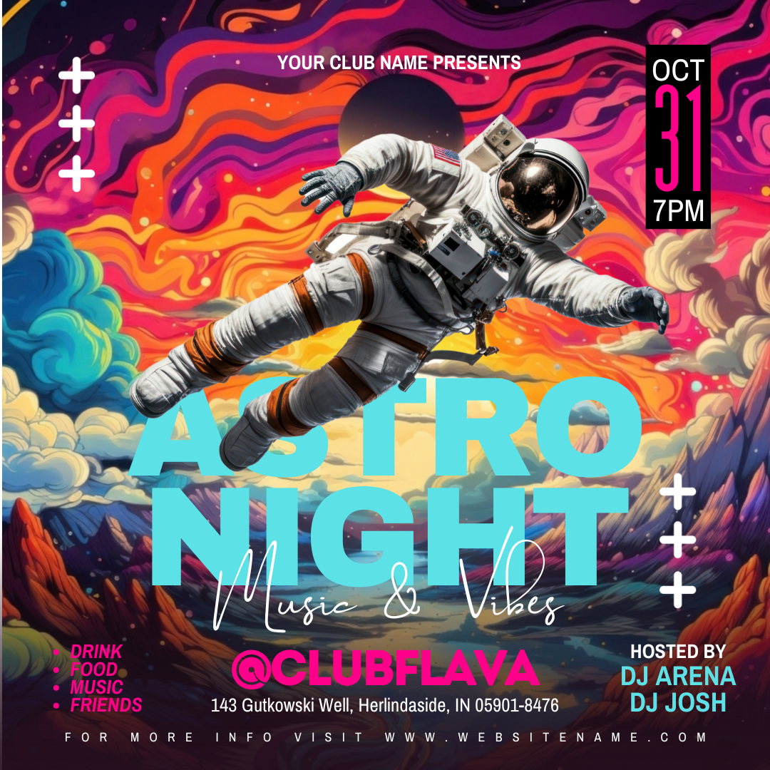 Astro Night Party Canva Flyer
