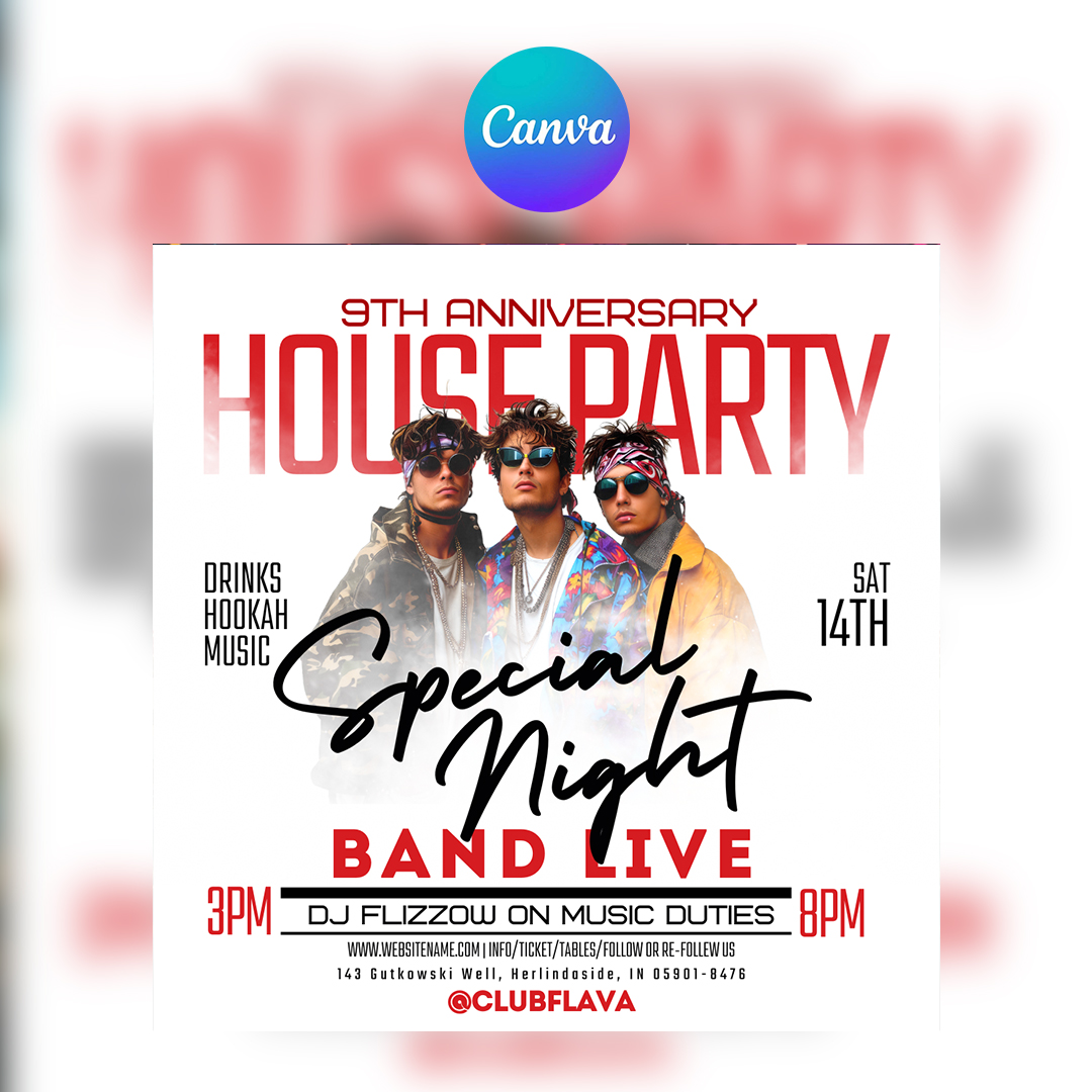 House Party Canva Flyer