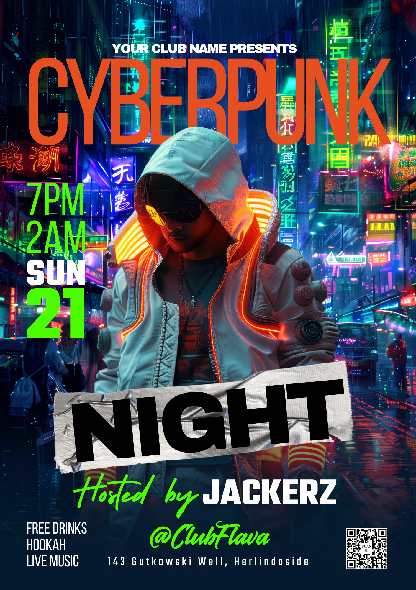 Cyberpunk Night Canva Flyer