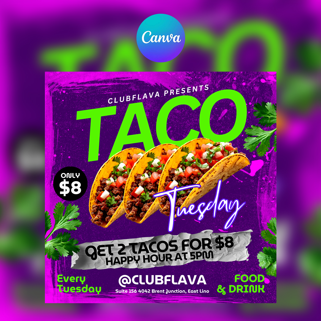 Tacos Tuesday Night Canva Flyer