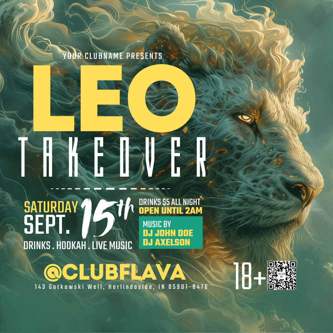Leo Takeover Party Canva Flyer