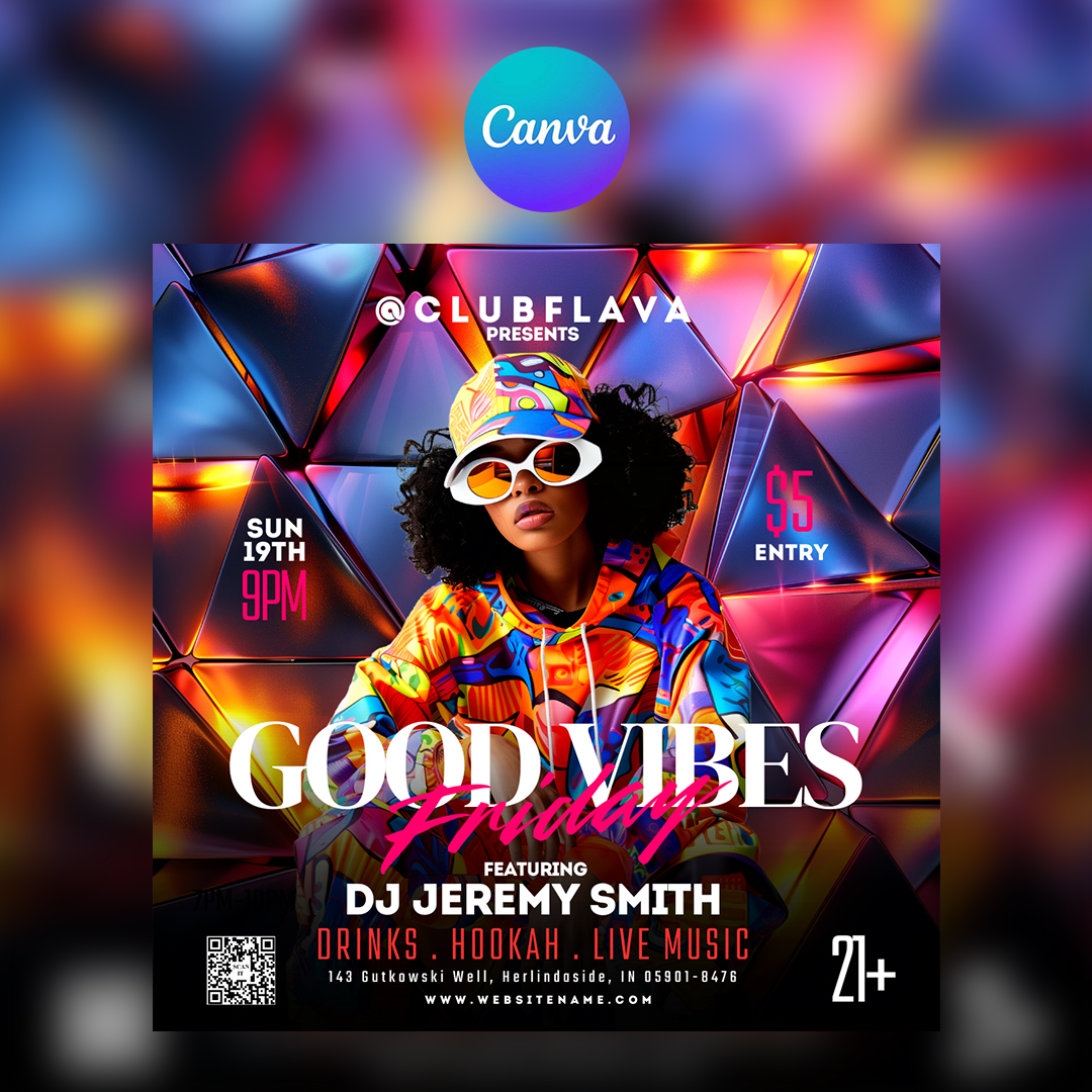 Good Vibes Night Canva Flyer