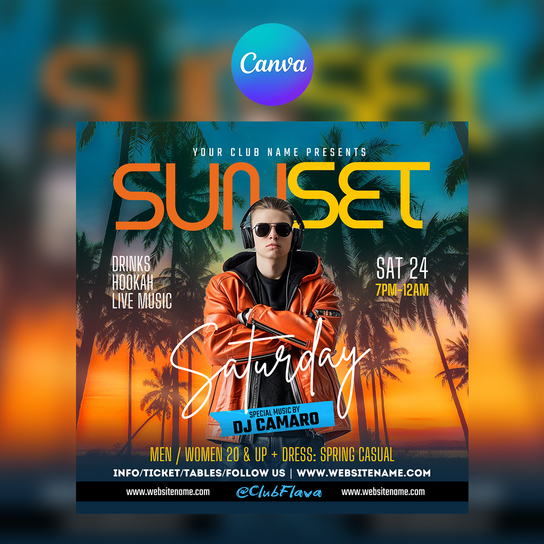 Sunset Saturday Canva Flyer