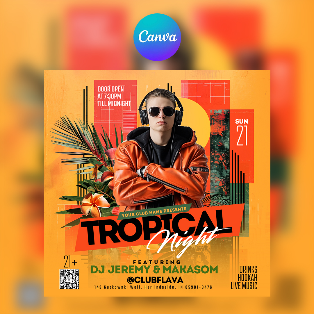 Tropical Night Canva Flyer