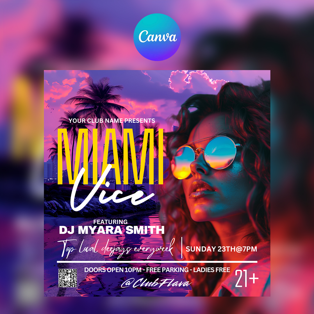 Miami Vice Canva Flyer
