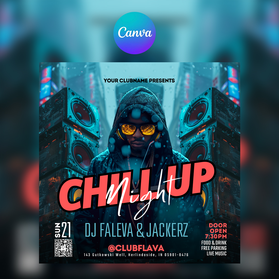 Chill Up Night Party Canva Flyer