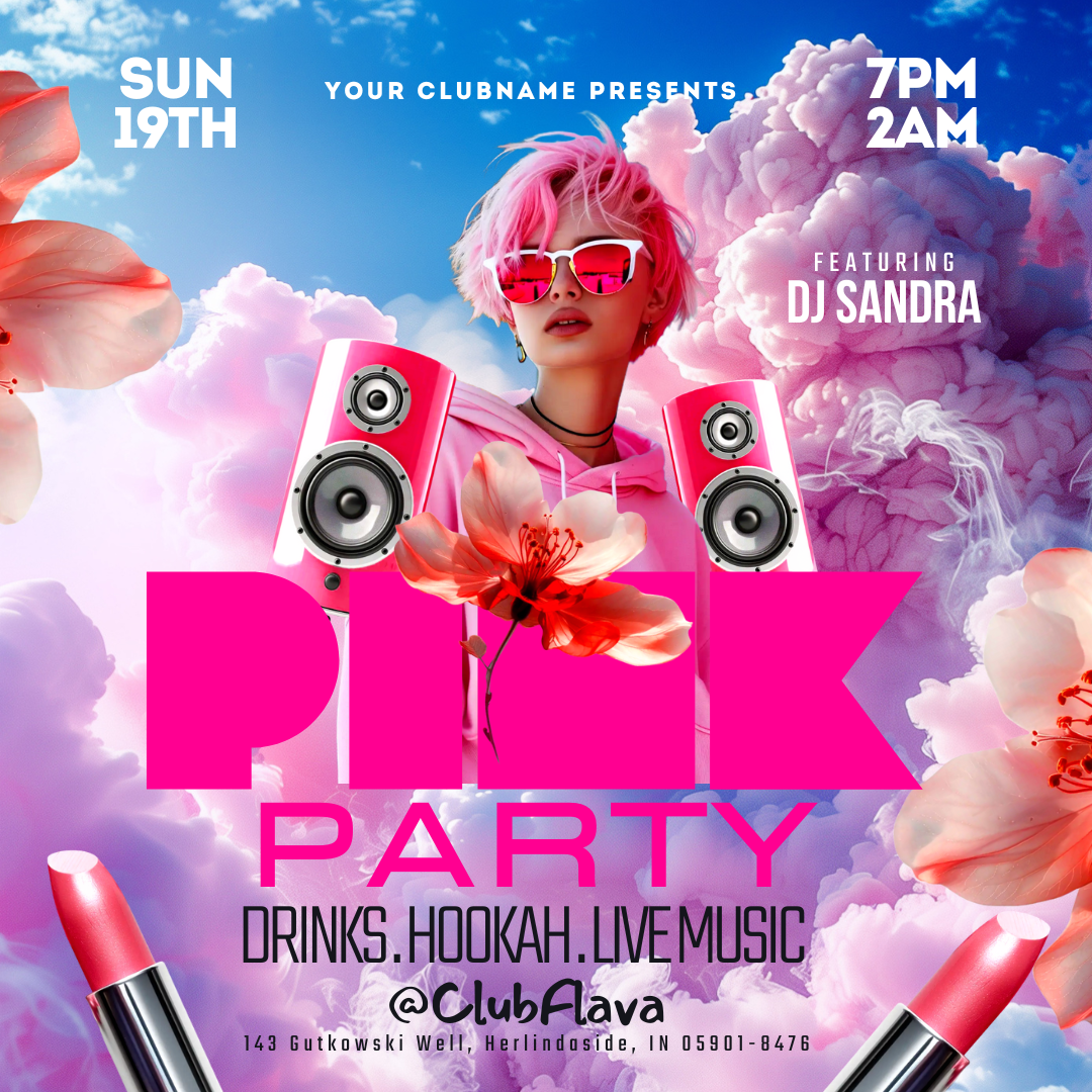 Pink Party Canva Flyer