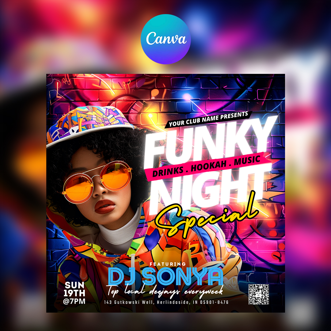 Funky Night Canva Flyer
