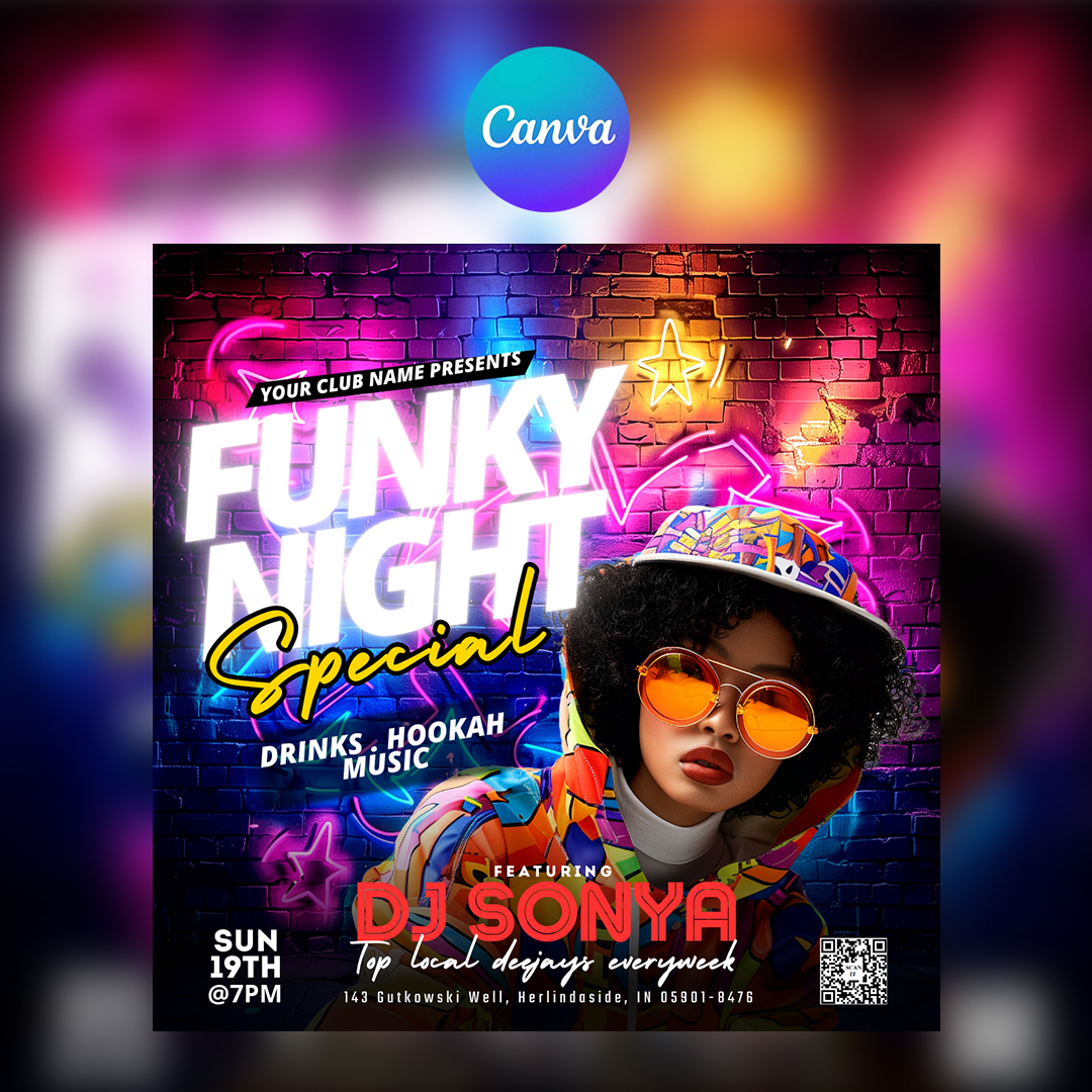 Funky Night Party Canva Flyer