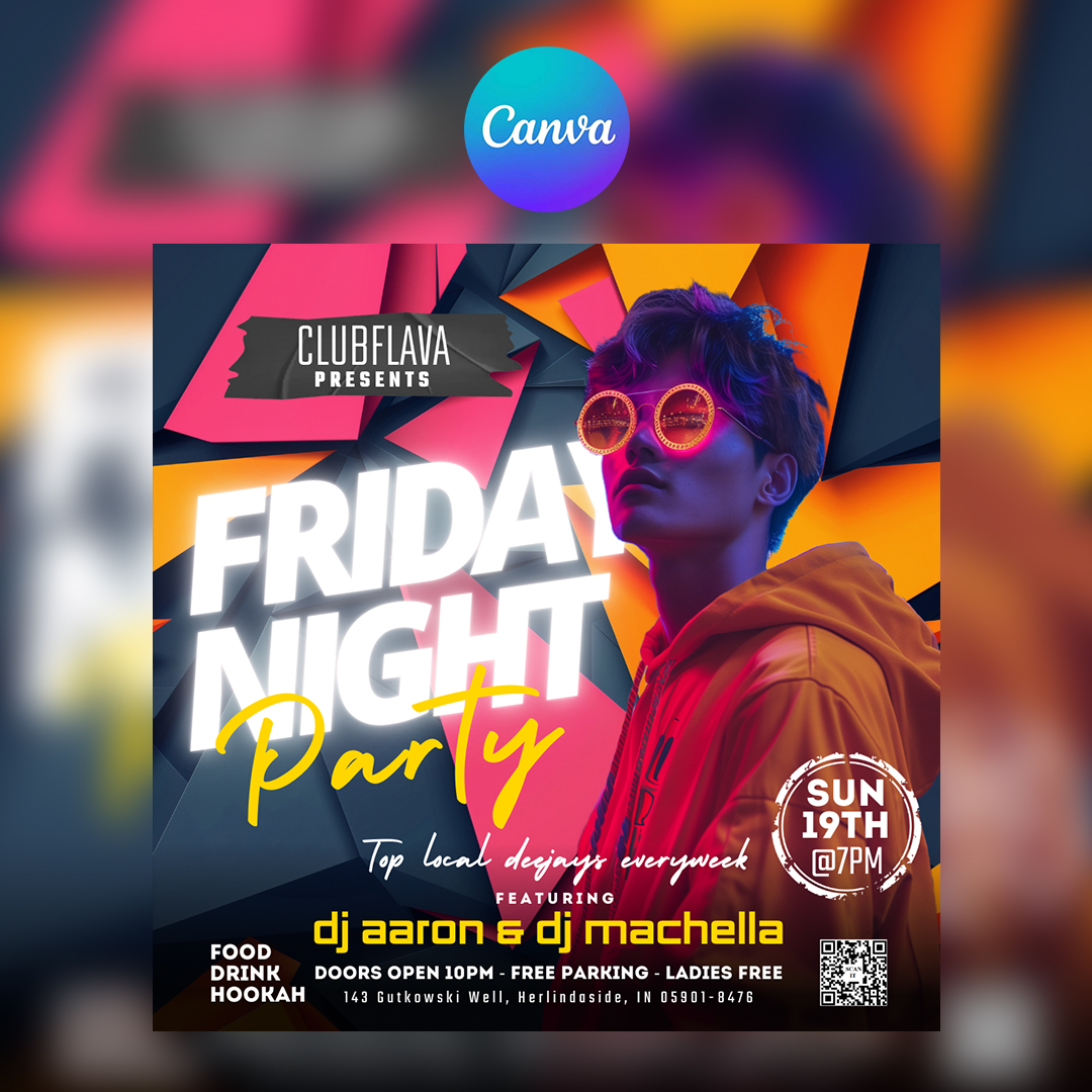 Friday Night Party Canva Flyer