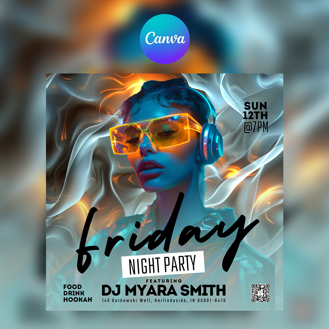 Friday Night Party Canva Flyer