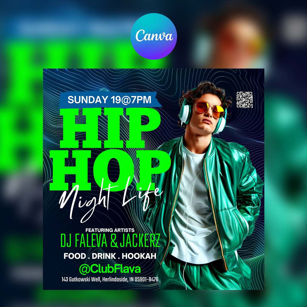 Hip Hop Night Canva Flyer