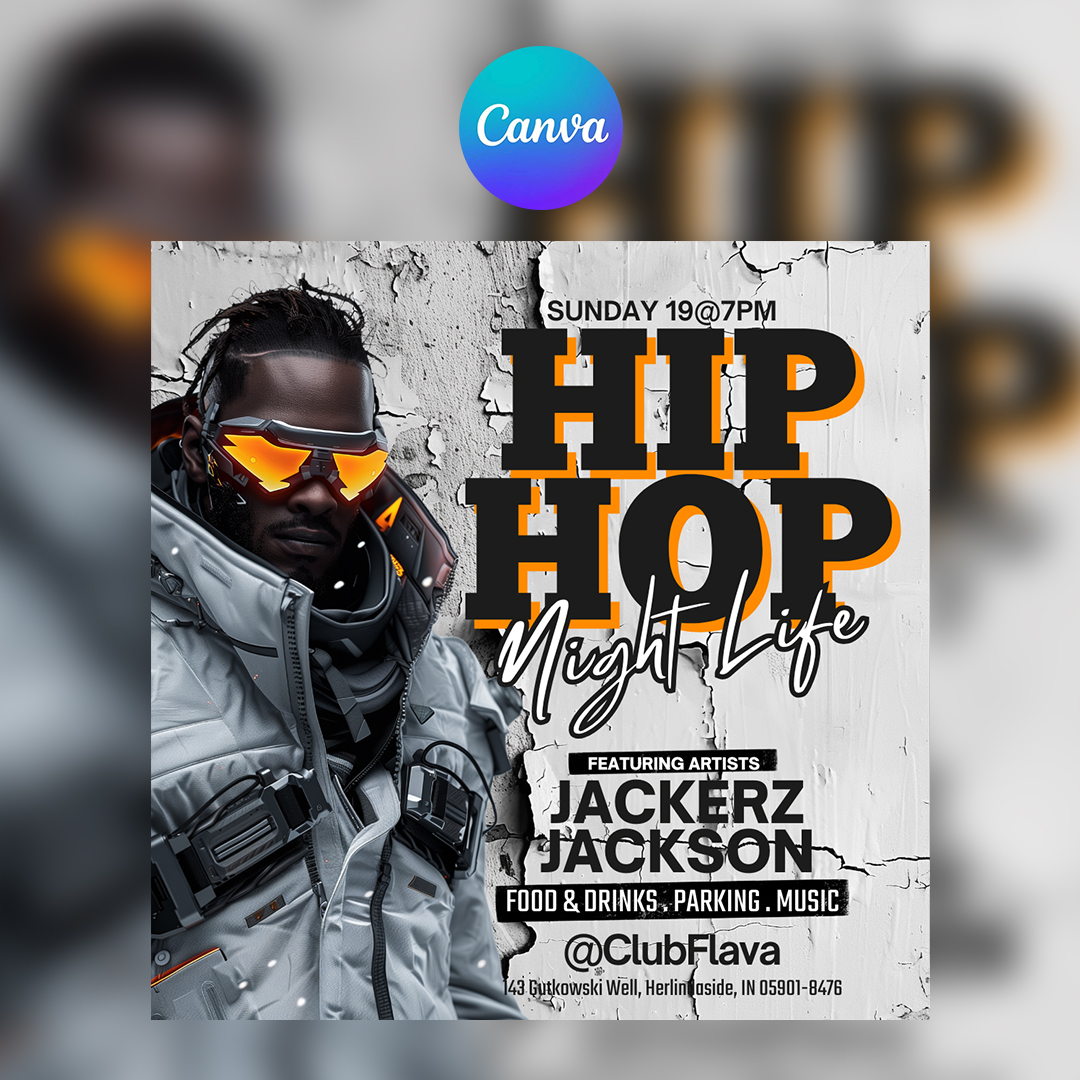 Hip Hop Party Canva Flyer