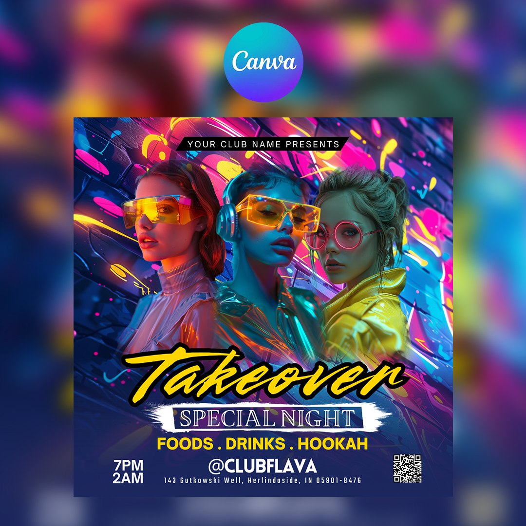 Takeover Night Canva Flyer