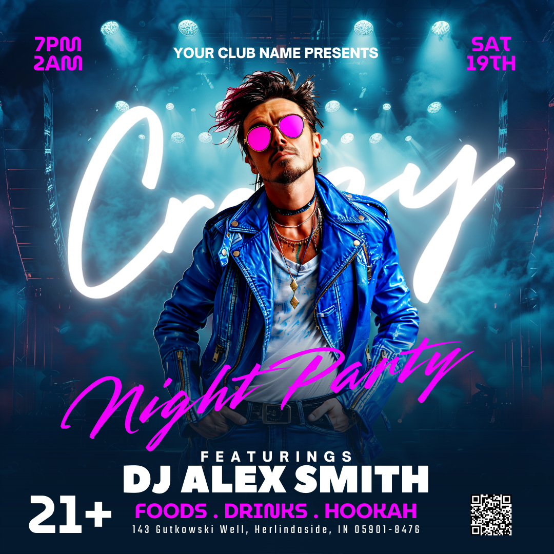 Crazy Night Canva Flyer 