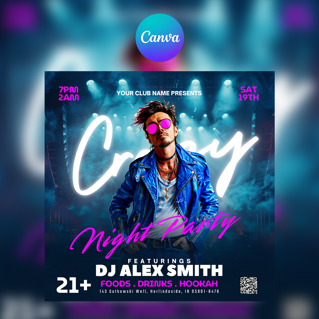 Crazy Night Canva Flyer