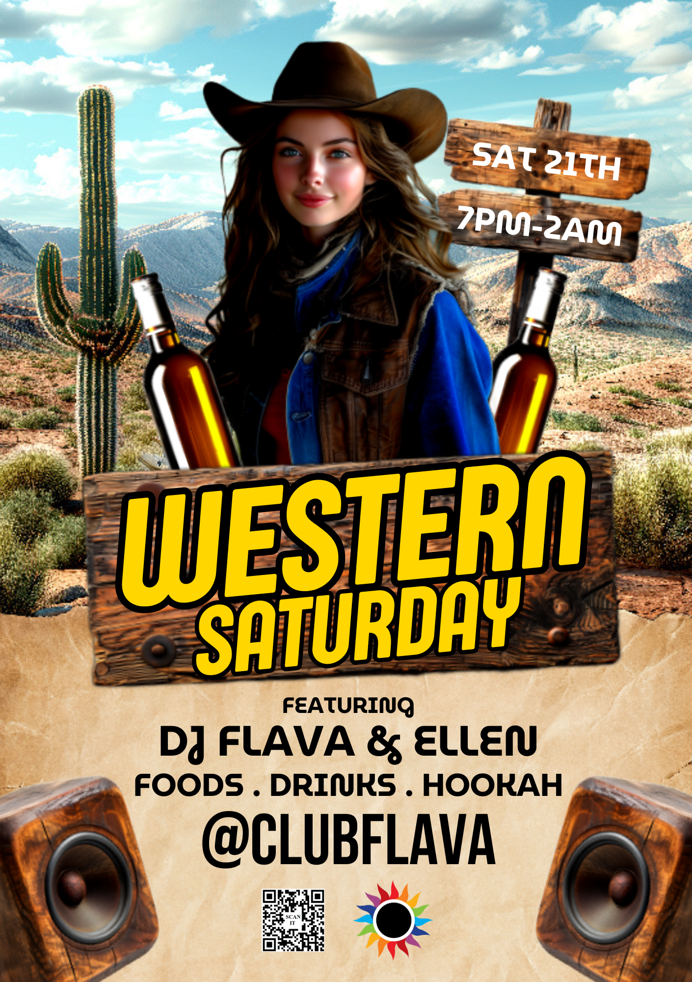 Western Saturday Canva Flyer