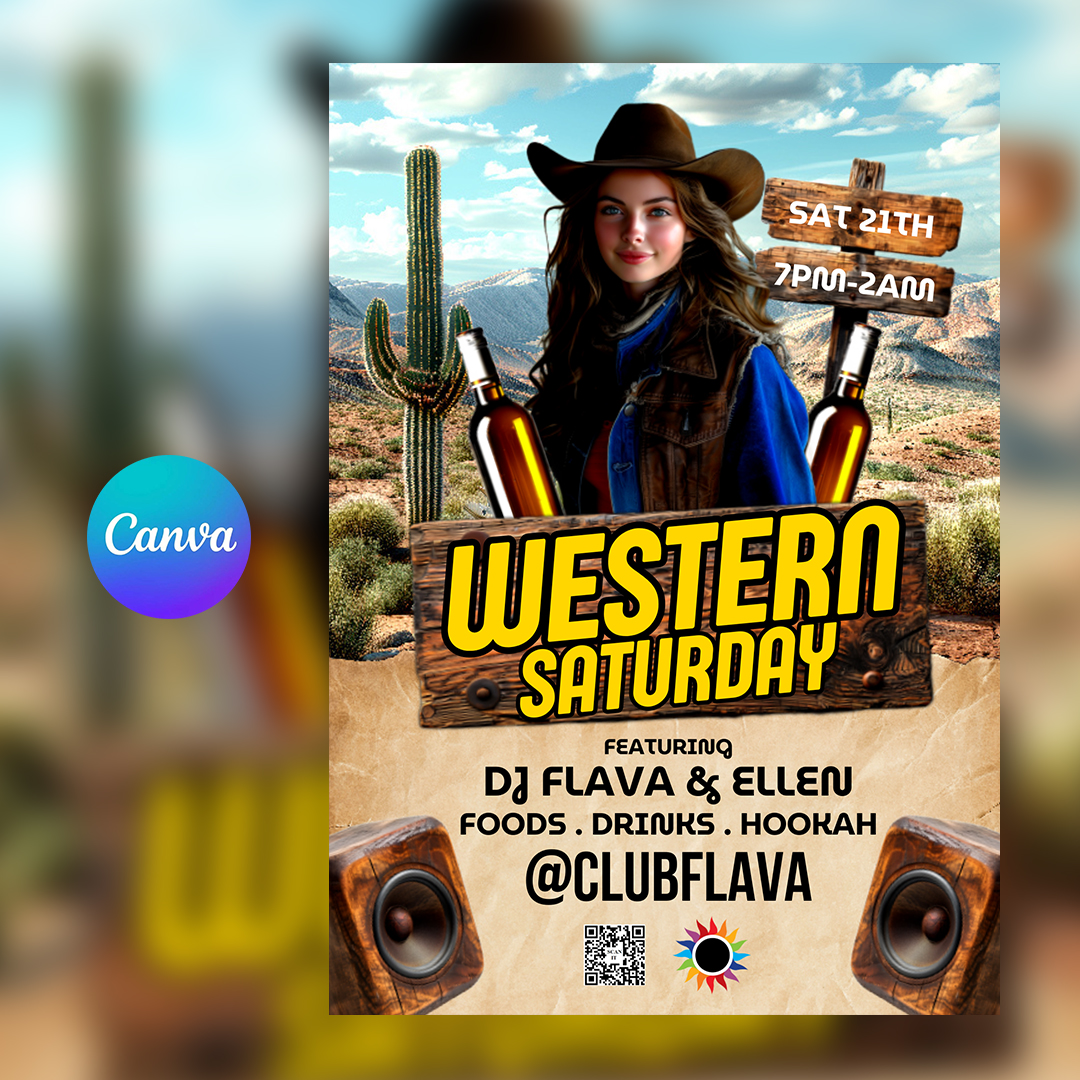 Western Saturday Canva Flyer