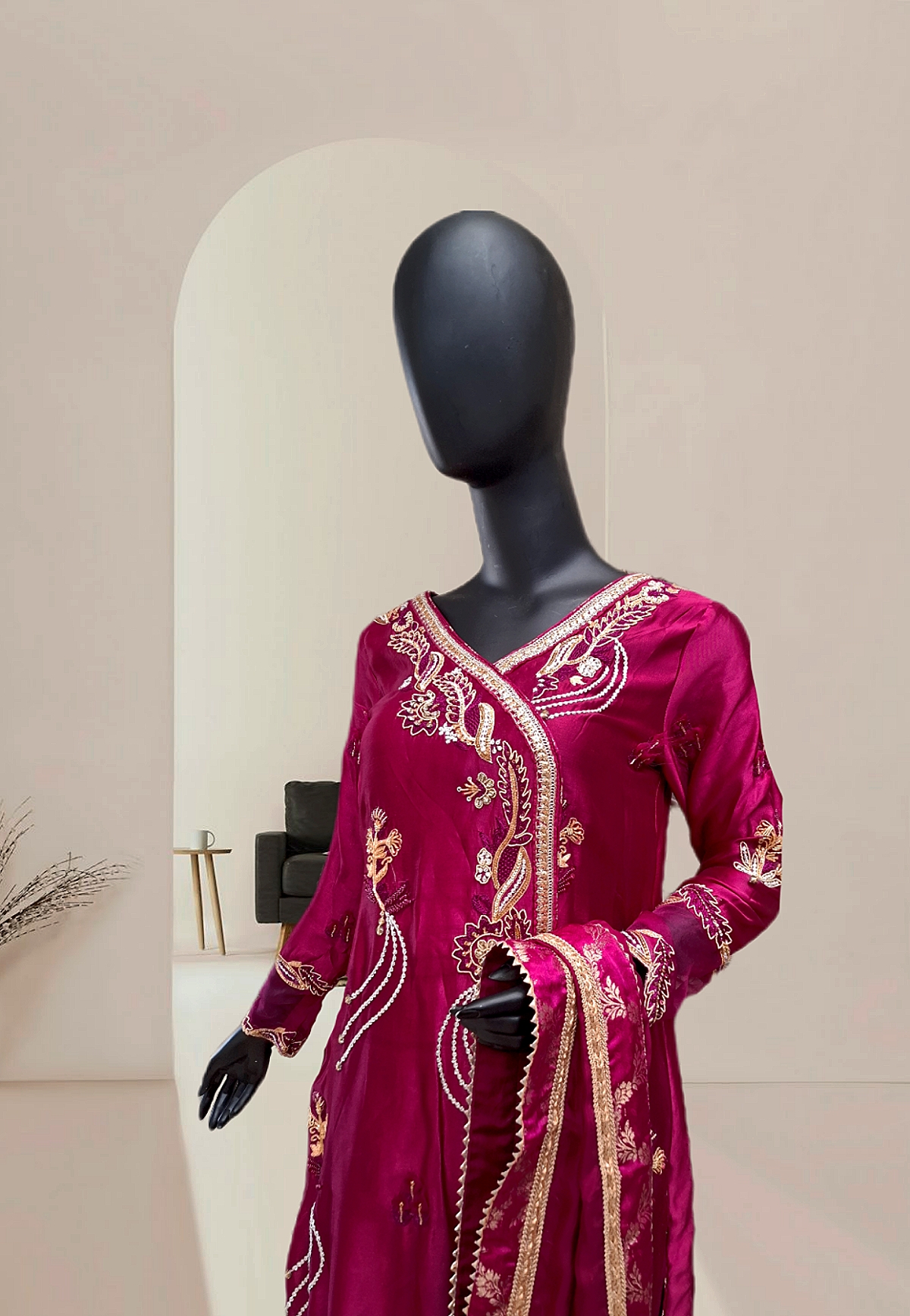 Magenta Angrakha 3pc
