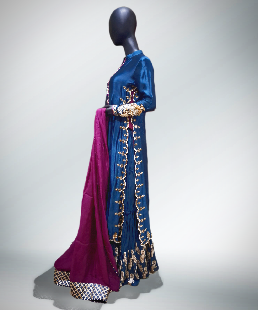 Teal Shirt with contrasting dupatta 