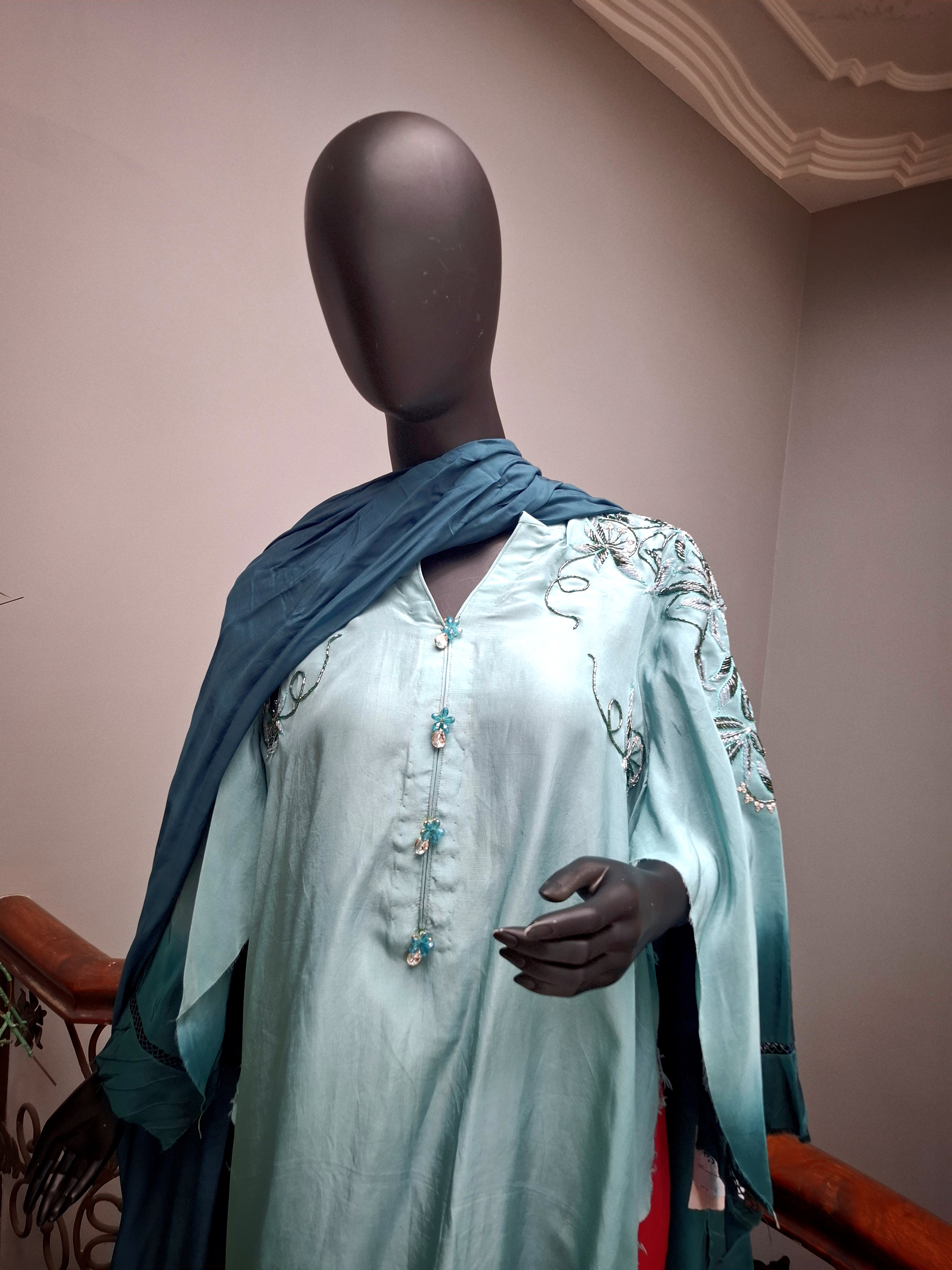Multi shade Sky blue/ Teal 3 pc