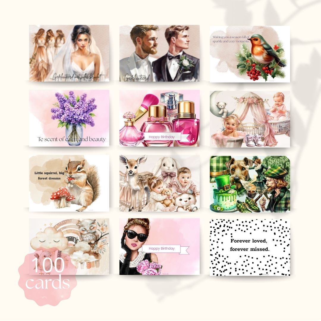 Diverse cards, set of 100 cards | $40,97