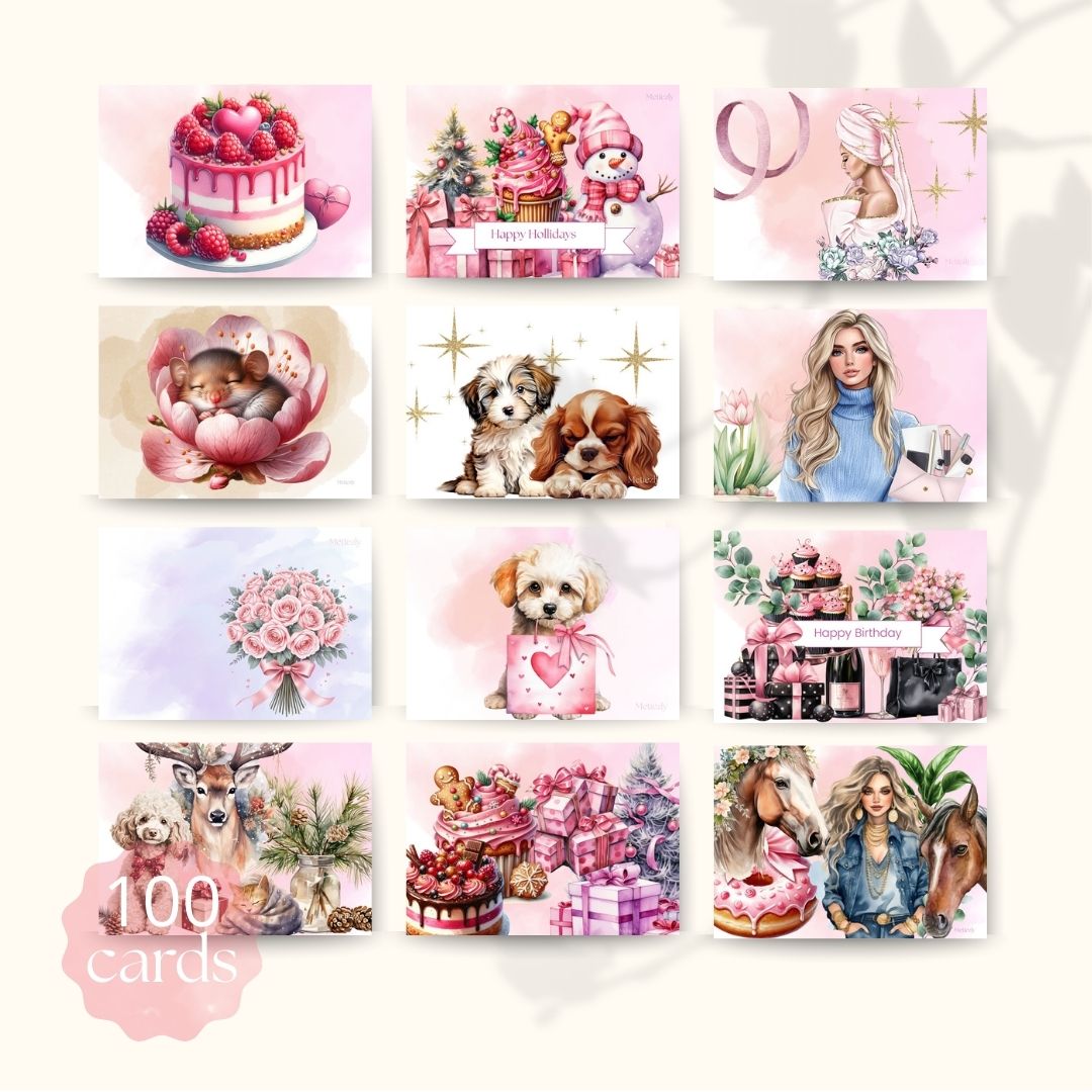 Diverse cards, set of 100 cards | $40,97