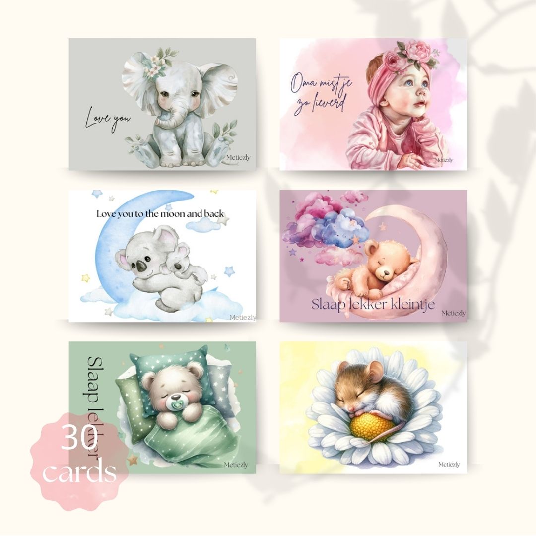 Schattig kids, set van 30 kaarten | $13,73