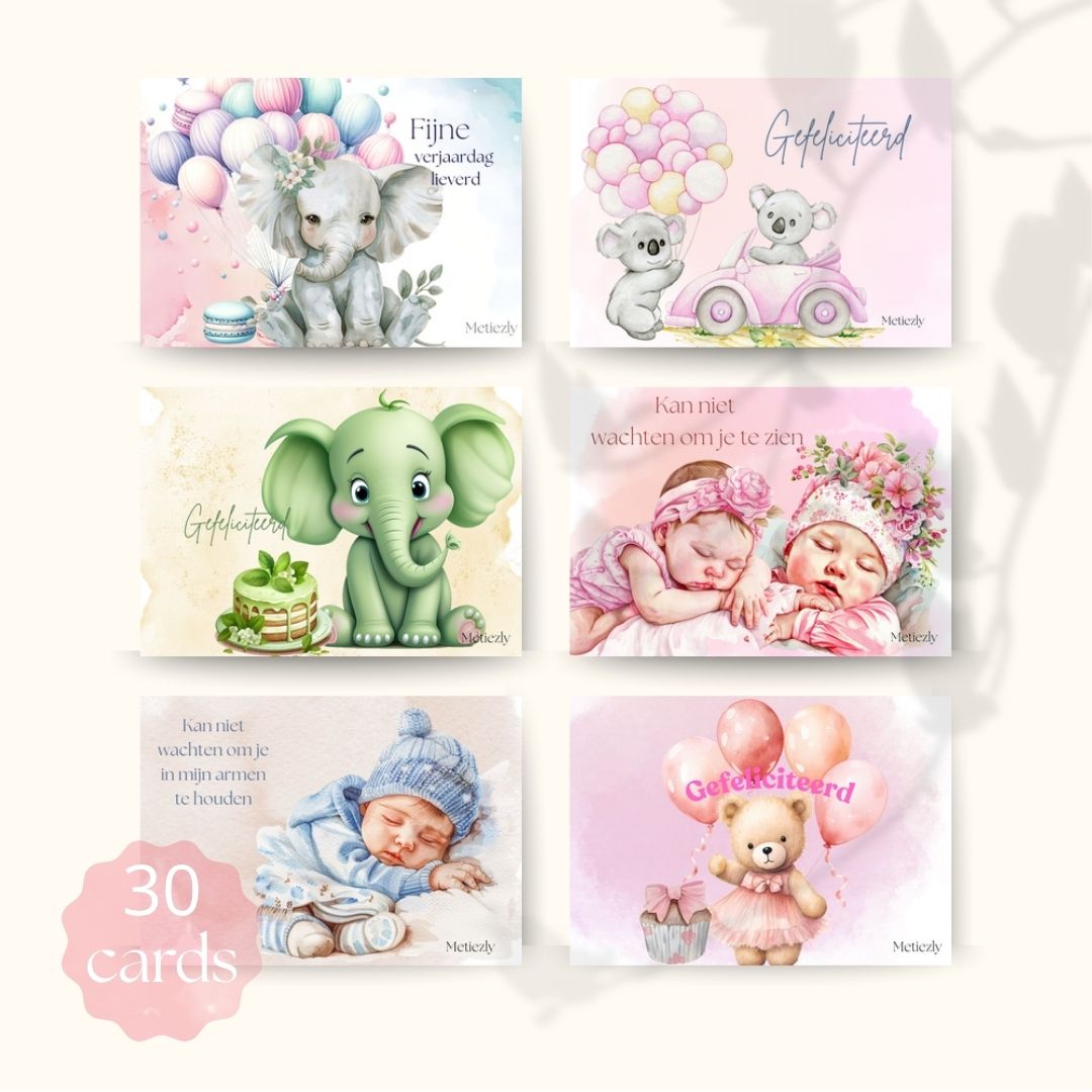 Schattig kids, set van 30 kaarten | $13,73