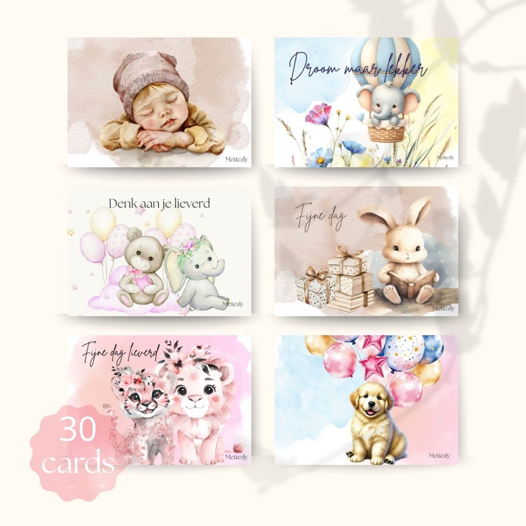 Schattig kids, set van 30 kaarten | $13,73