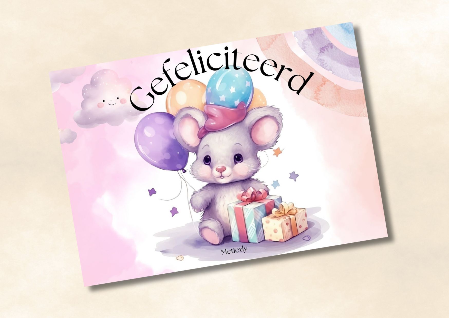 Baby kaartjes ballonnen, set van 5 kaarten | $2,23